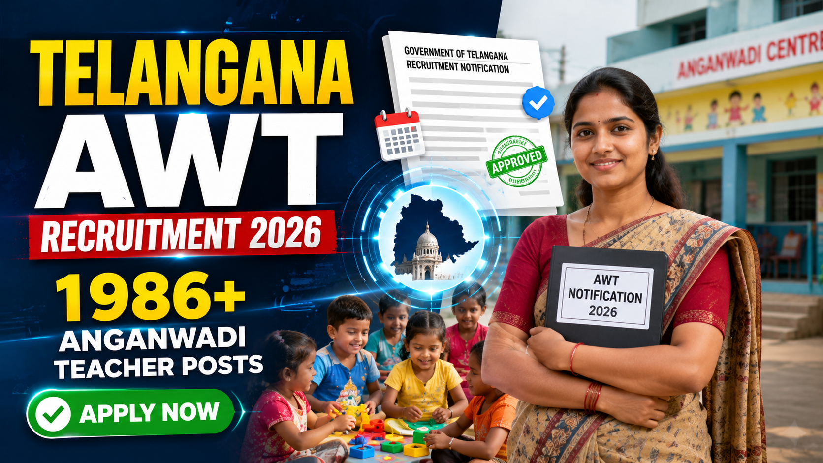 Telangana AWT Recruitment 2026 - 1986+ Anganwadi Teacher Posts