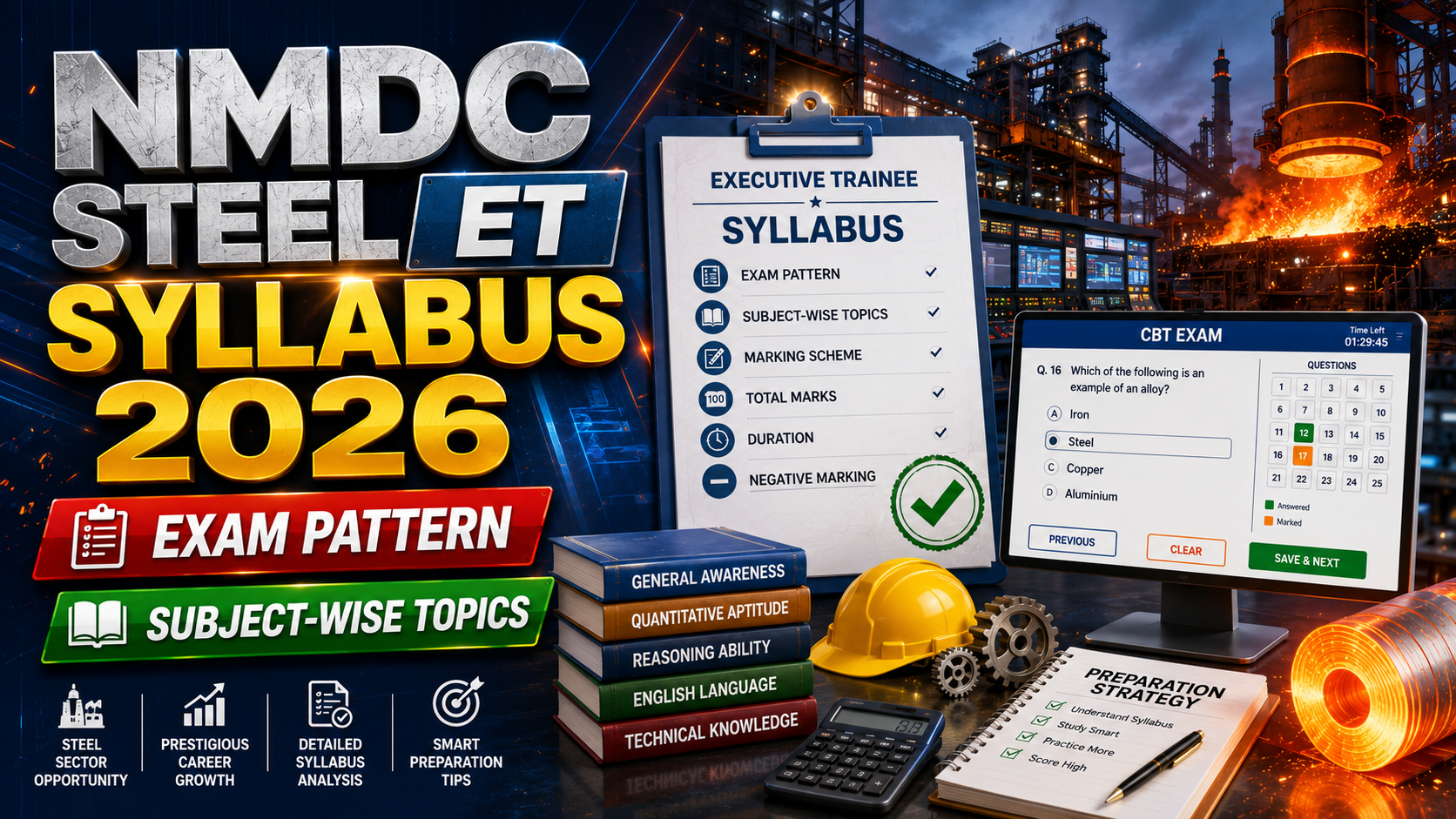 NMDC Steel Executive Trainee Syllabus 2026: Exam Pattern aur Subject-wise Topics